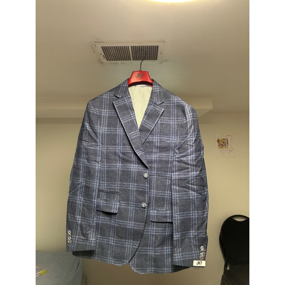Williams & Kent Roger Blue Plaid Blazer Mens 42R Sport Coat 176-113-875 NEW